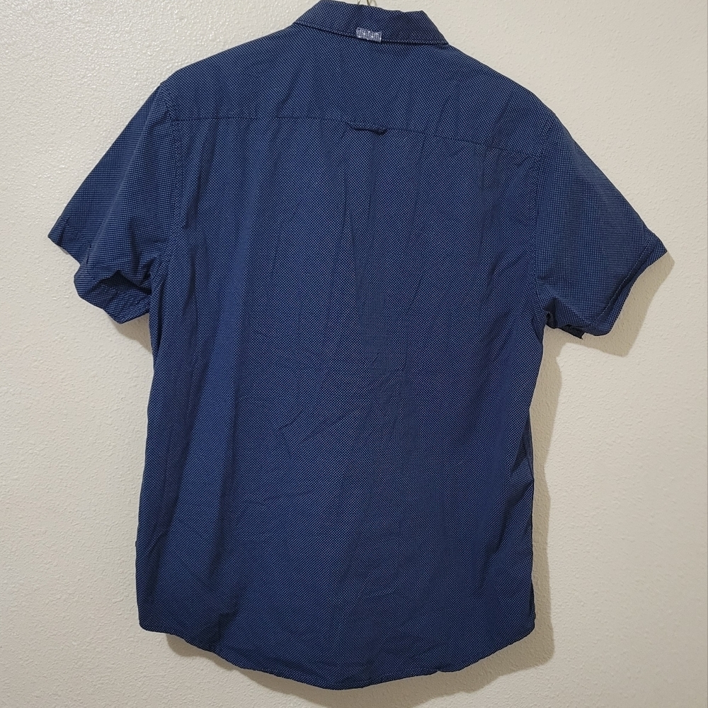 Denim & Flower Ricky Singh Navy Blue Patterned Button Down Shirt Slim Fit Medium - Picture 2 of 6